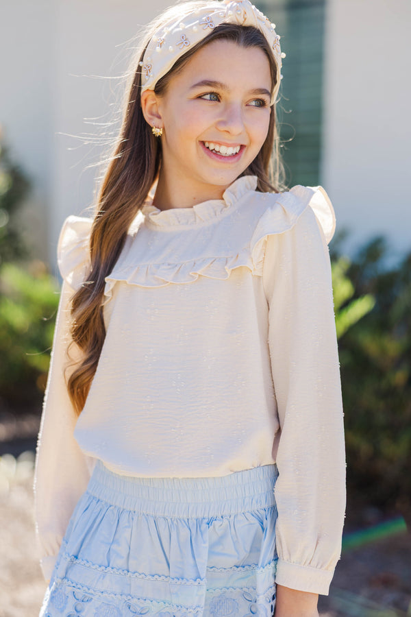Girls: The Emily Ivory Ruffled Blouse
