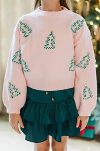 Girls: The Laura Pink Christmas Tree Sweater