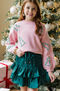 Girls: The Laura Pink Christmas Tree Sweater