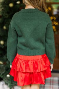 Girls: The Laura Emerald Candy Cane Heart Sweater
