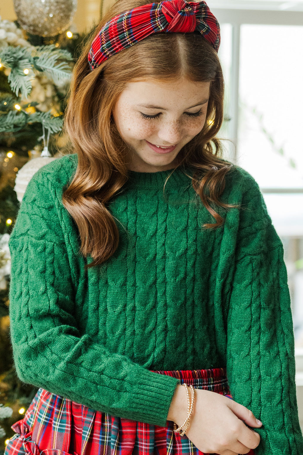Girls: The Kelcie Green Cable Knit Crop Sweater – Shop the Mint