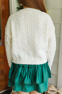 Girls: The Kelcie Cream Cable Knit Crop Sweater