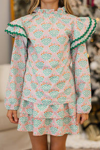 Girls: The Gina Pink Mistletoe Blouse