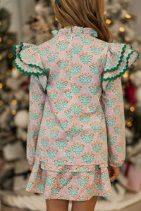 Girls: The Gina Pink Mistletoe Blouse