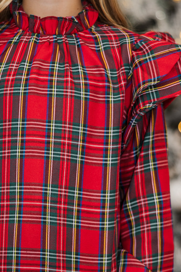 Girls: The Gina Red Plaid Blouse