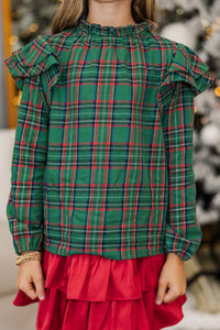 Girls: The Gina Green Plaid Blouse