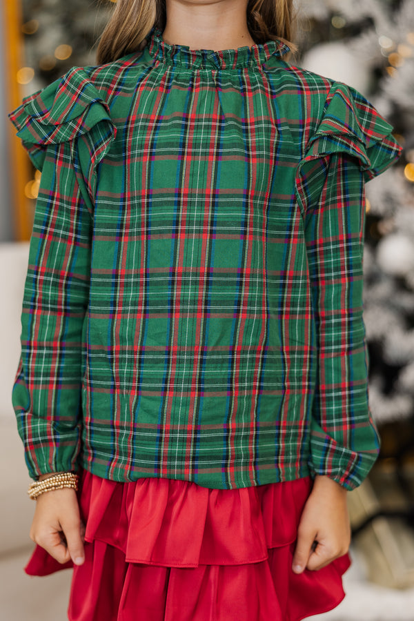 Girls: The Gina Green Plaid Blouse