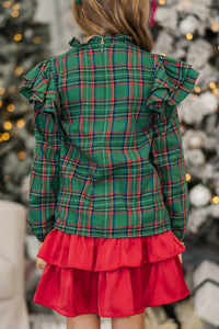 Girls: The Gina Green Plaid Blouse