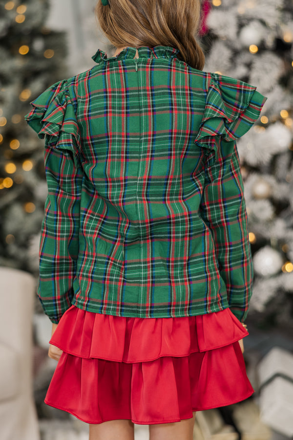 Girls: The Gina Green Plaid Blouse