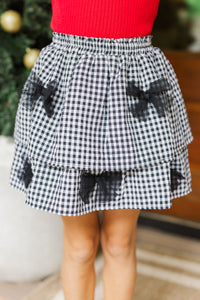 Girls: Based On Truth Black Gingham Tiered Skort