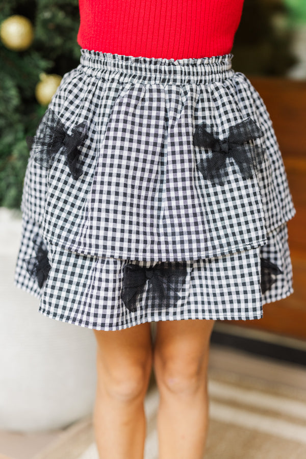 Girls: Based On Truth Black Gingham Tiered Skort