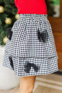 Girls: Based On Truth Black Gingham Tiered Skort