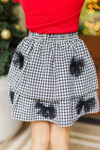 Girls: Based On Truth Black Gingham Tiered Skort