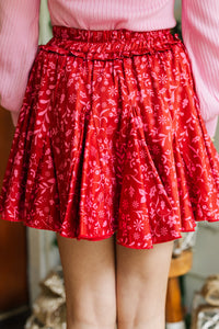 Girls: Look Your Way Red Ditsy Floral Ruffled Skort