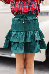 Girls: Take The Leap Dark Green Ruffled Skort
