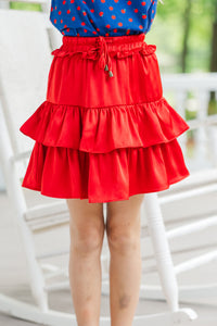 Girls: Take The Leap Red Ruffled Skort