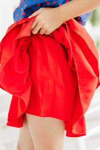 Girls: Take The Leap Red Ruffled Skort