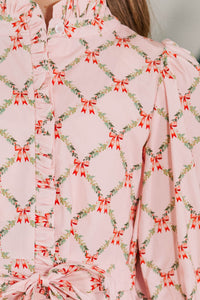 Girls: The Rachel Pink Garland Print Dress