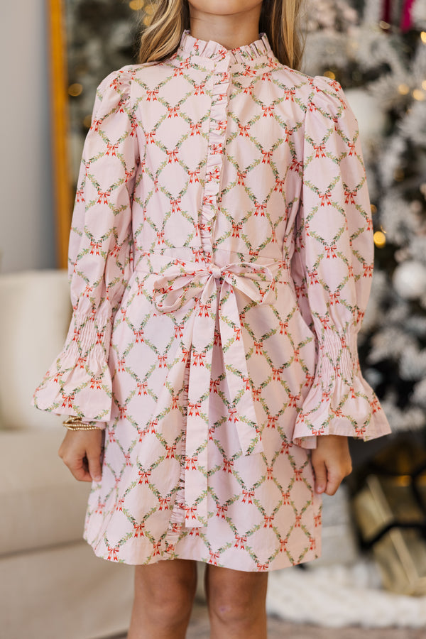 Girls: The Rachel Pink Garland Print Dress