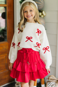 Girls: The Alyson Cream Bow Sweater