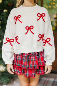 Girls: The Alyson Cream Bow Sweater