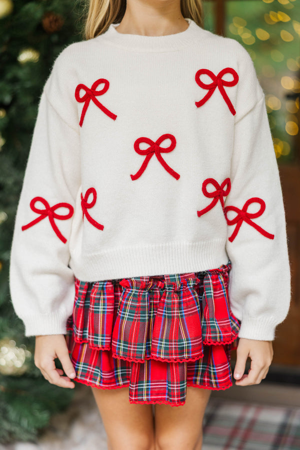Girls: The Alyson Cream Bow Sweater
