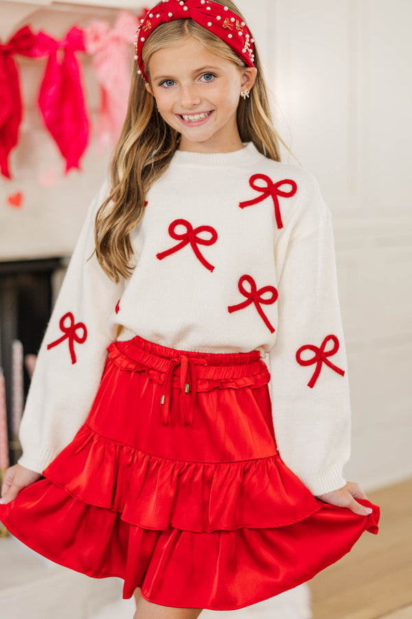 Girls: The Alyson Cream Bow Sweater