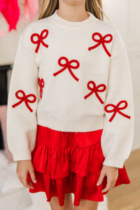 Girls: The Alyson Cream Bow Sweater