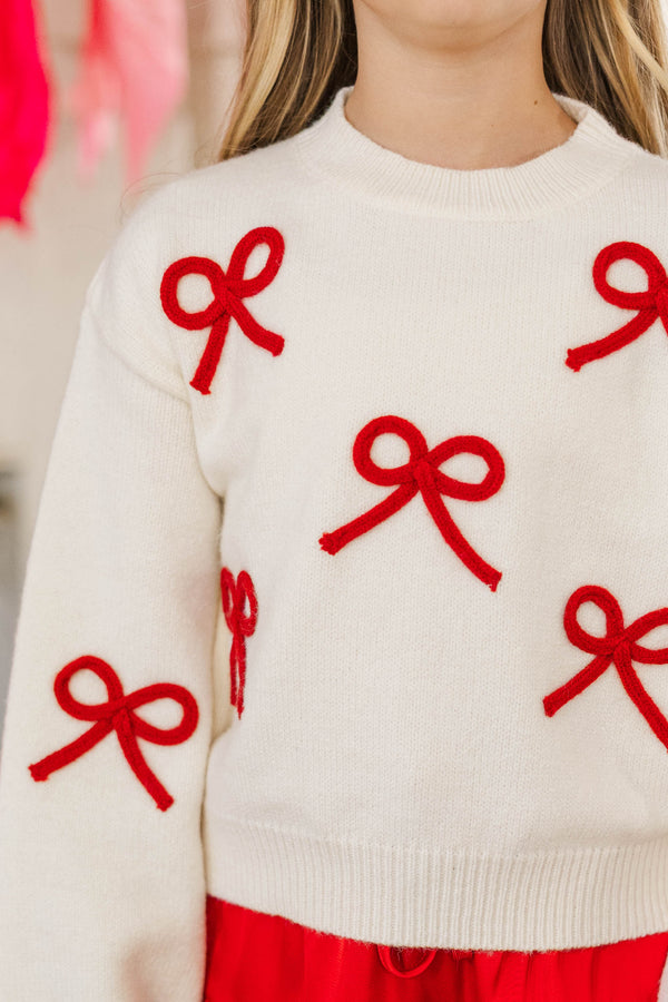 Girls: The Alyson Cream Bow Sweater