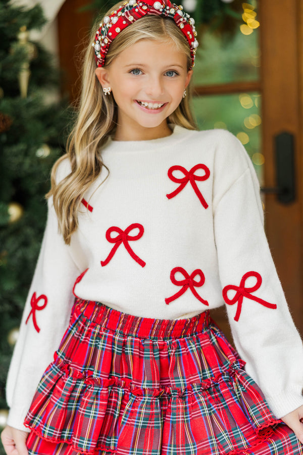 Girls: The Alyson Cream Bow Sweater