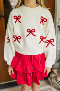 Girls: The Alyson Cream Bow Sweater