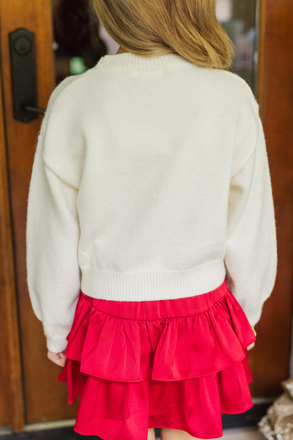 Girls: The Alyson Cream Bow Sweater