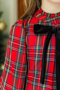 Girls: The Kayleigh Red Tartan Plaid Dress