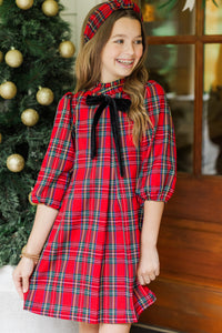 Girls: The Kayleigh Red Tartan Plaid Dress