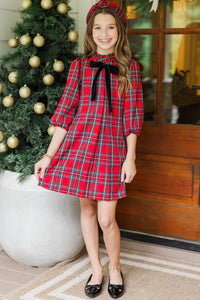 Girls: The Kayleigh Red Tartan Plaid Dress