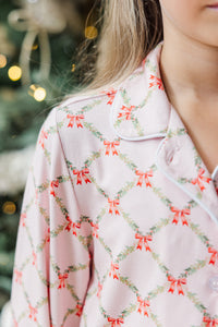 Girls: Dream Big Pink Bow Print L/S Bamboo Lounge Set