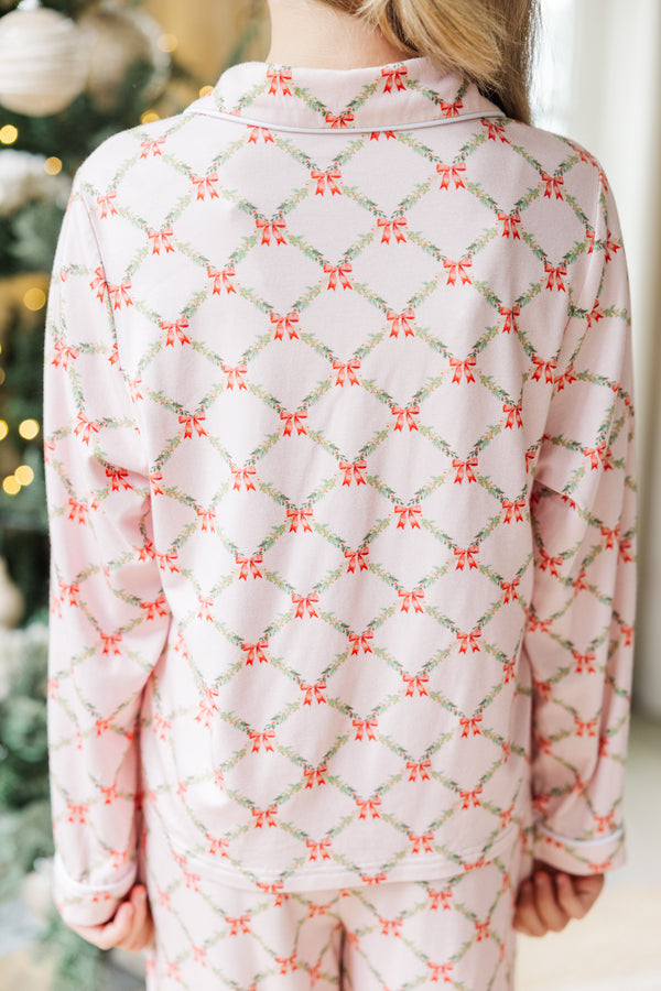 Girls: Dream Big Pink Bow Print L/S Bamboo Lounge Set