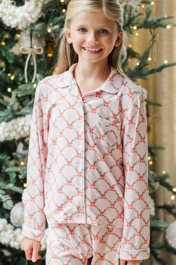 Girls: Dream Big Pink Bow Print L/S Bamboo Lounge Set