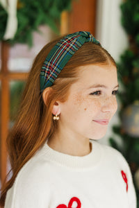 Girls: Rockin' Around Green Plaid Headband