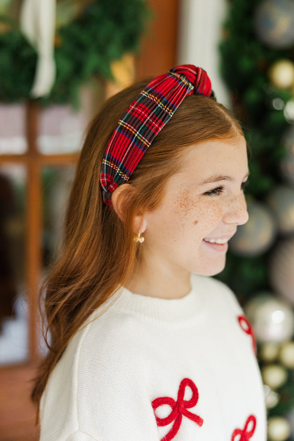 Girls: Rockin' Around Red Tartan Plaid Headband