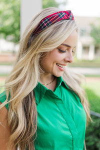 Rockin' Around Red Tartan Plaid Headband