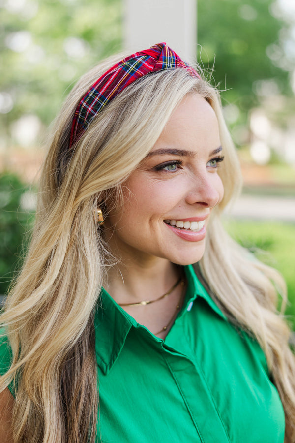 Rockin' Around Red Tartan Plaid Headband