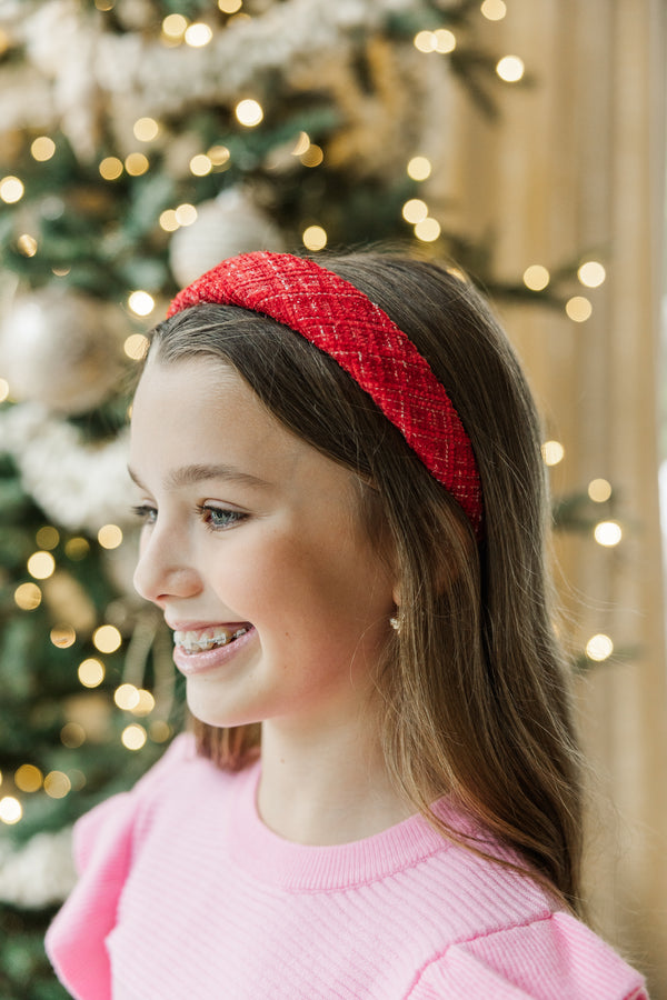 Girls: Make A Wish Red Tweed Headband