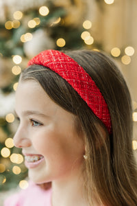 Girls: Make A Wish Red Tweed Headband