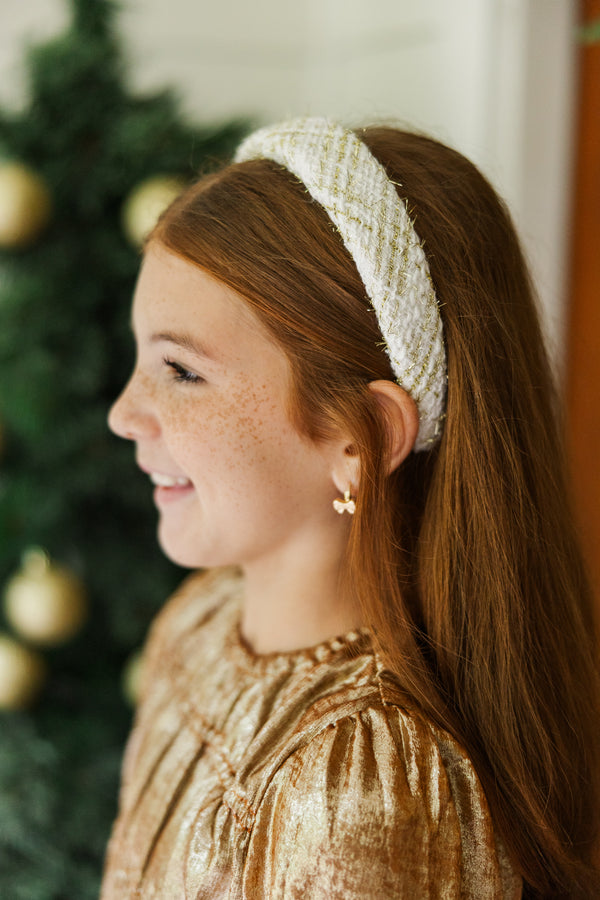 Girls: Make A Wish Cream Tweed Headband