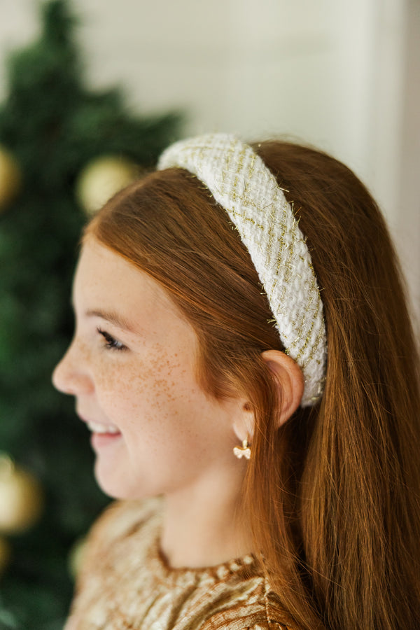 Girls: Make A Wish Cream Tweed Headband