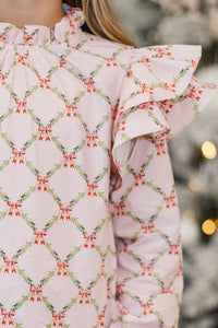 Girls: The Gina Pink Garland & Bow Print Blouse