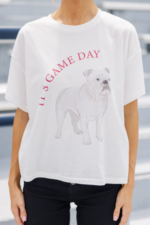 It's Game Day White Bulldog Graphic Tee