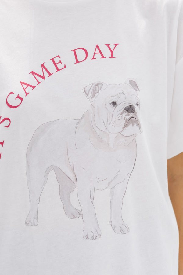 It's Game Day White Bulldog Graphic Tee