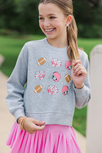 Girls: Victory Heather Gray Graphic Sweatshirt